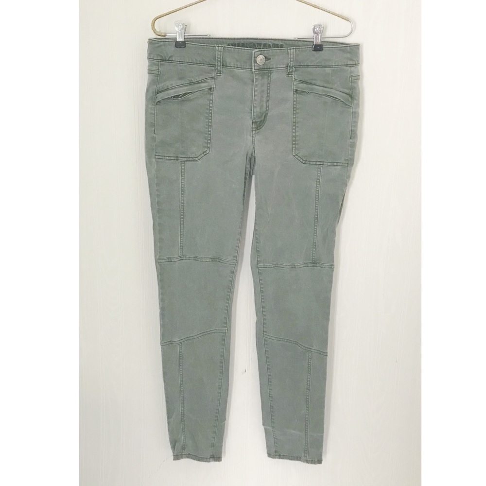 American eagle jegging green skinny jeans military